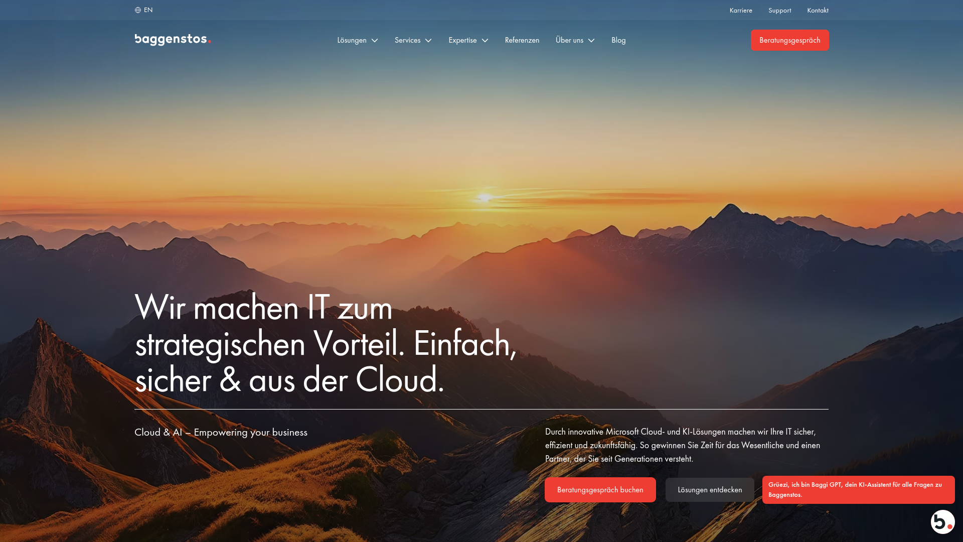 Website von Baggenstos A. & Co AG