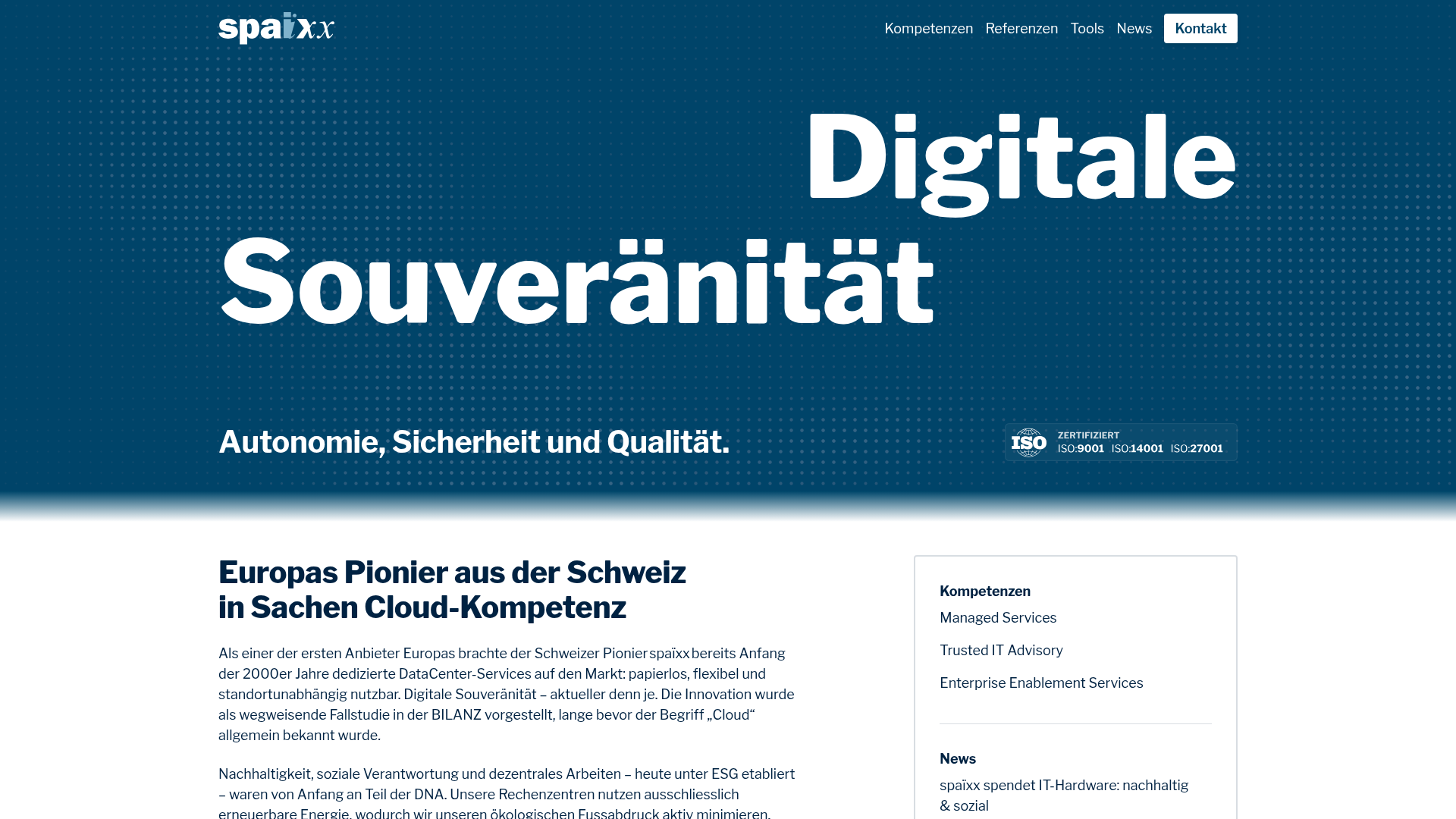 Website von spaïxx AG