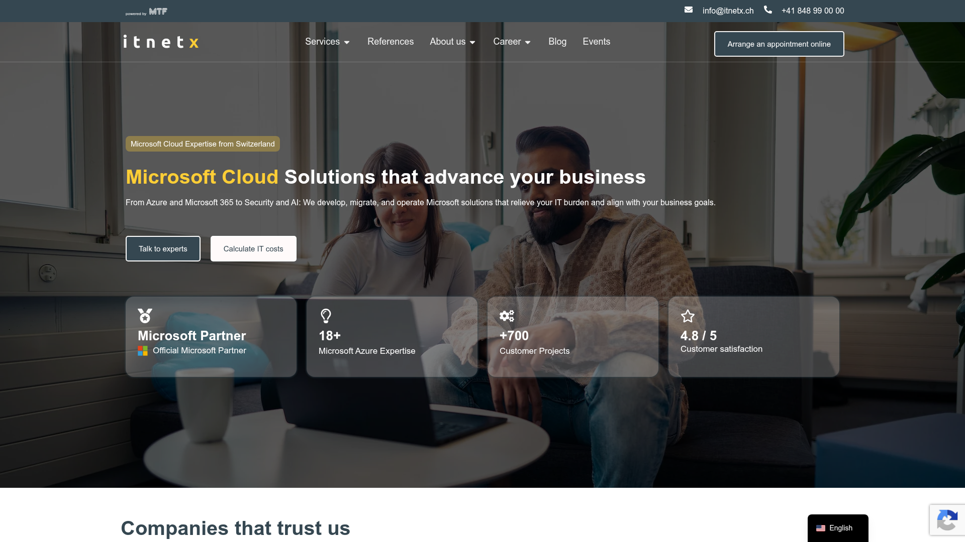 Website von itnetX Switzerland AG