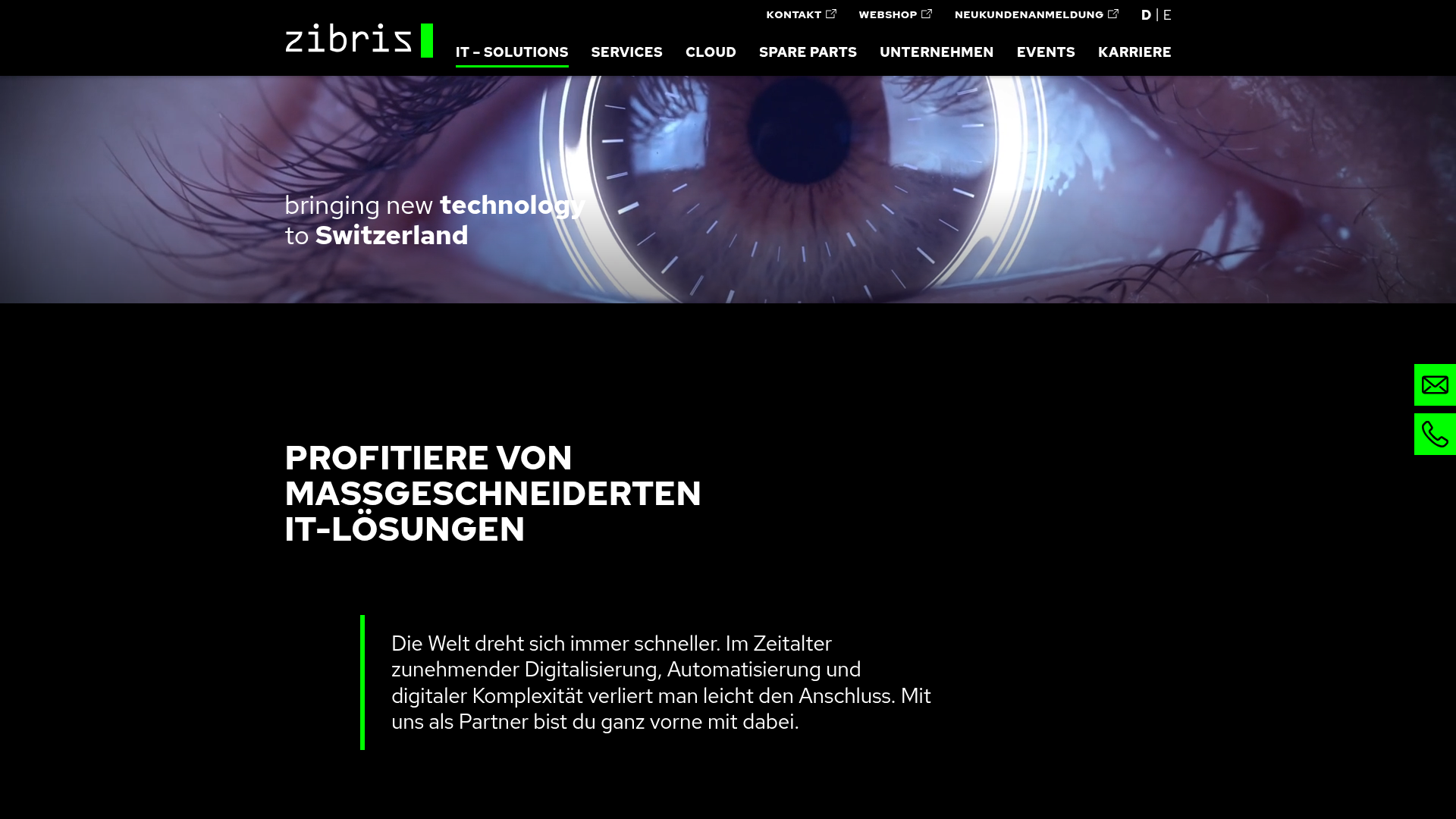 Website von Zibris AG