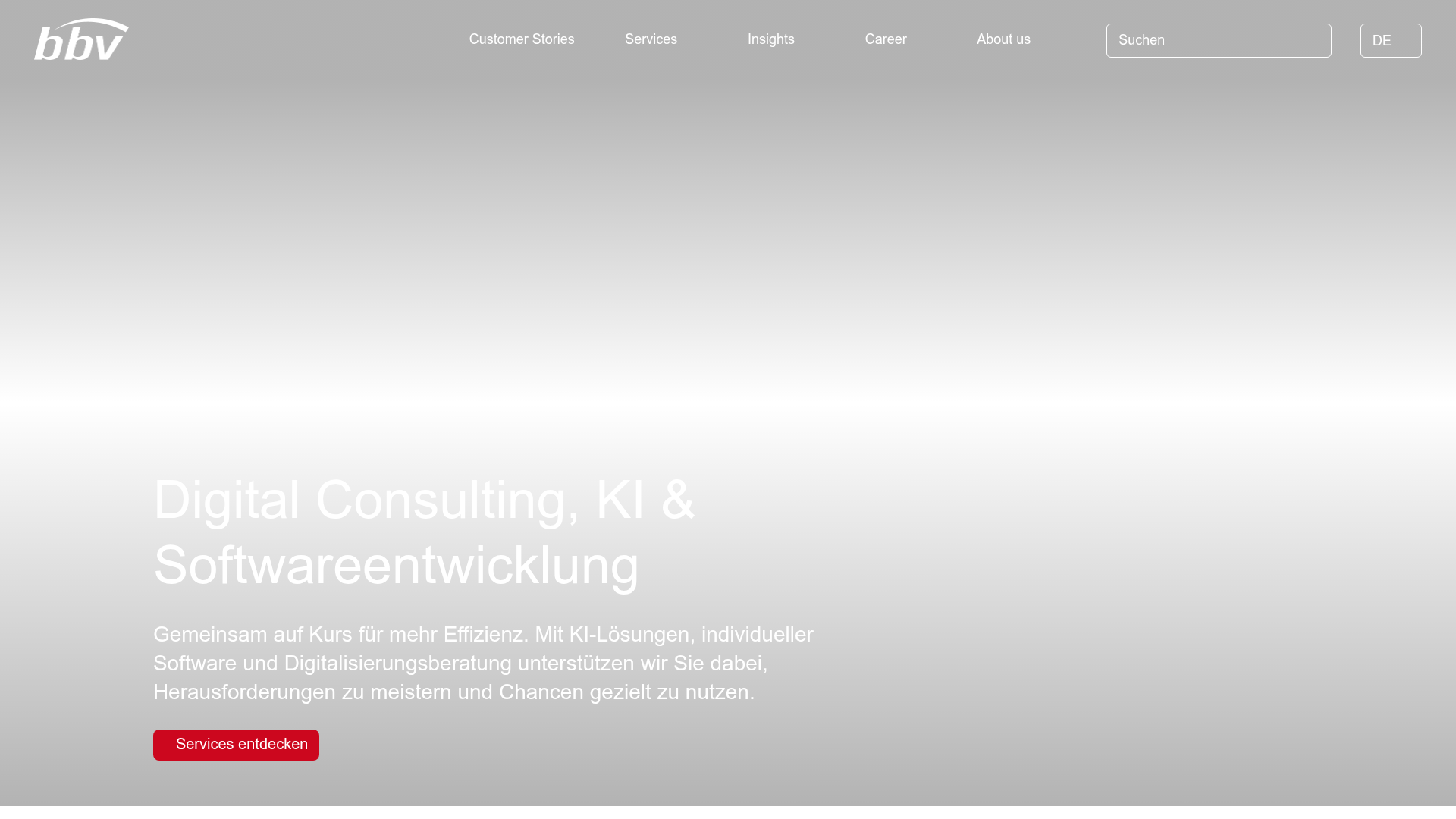 Website von bbv Software Services AG
