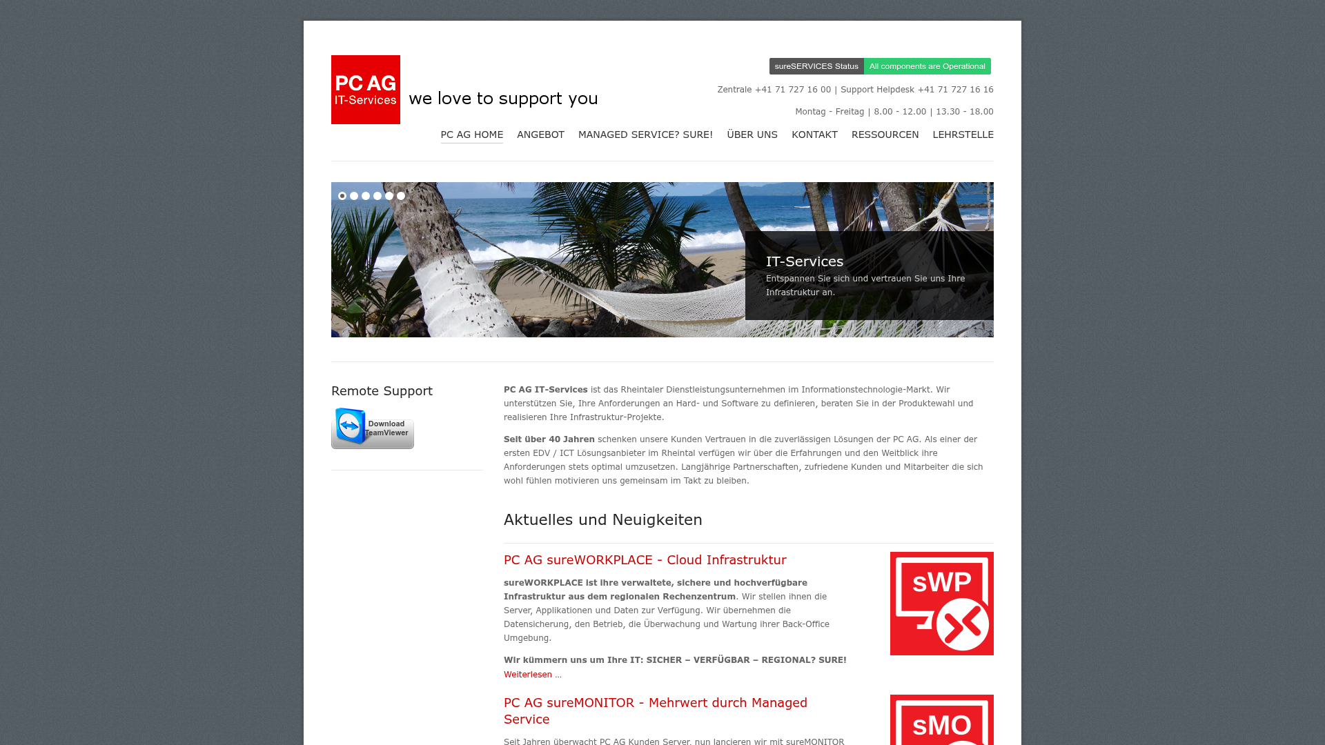 Website von PC AG IT-Services
