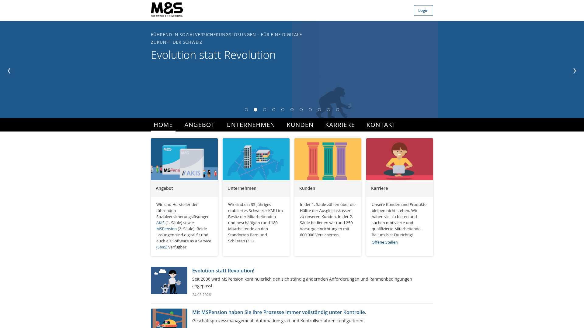 Website of M&S Software Engineering AG