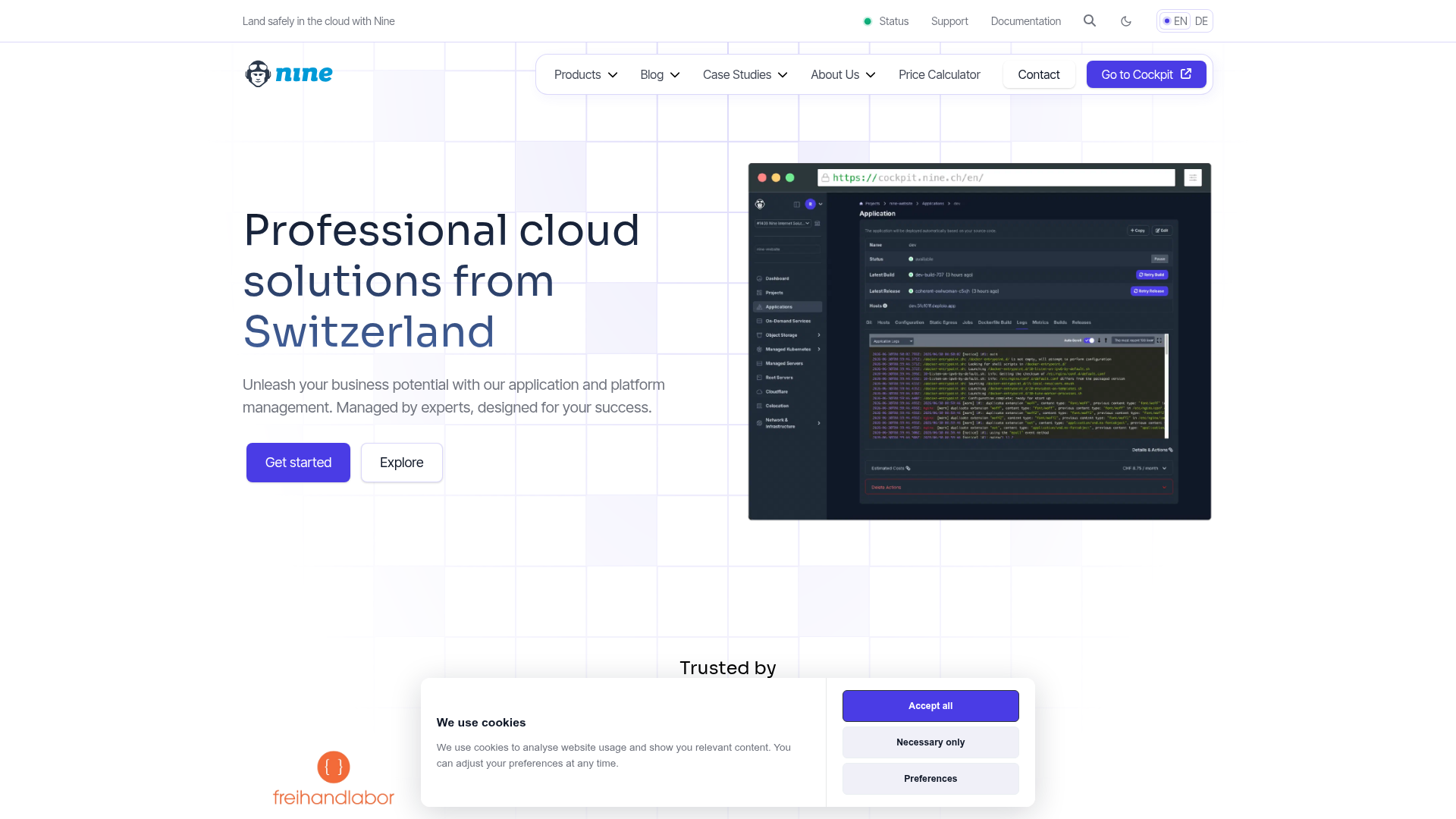 Website von Nine Internet Solutions AG