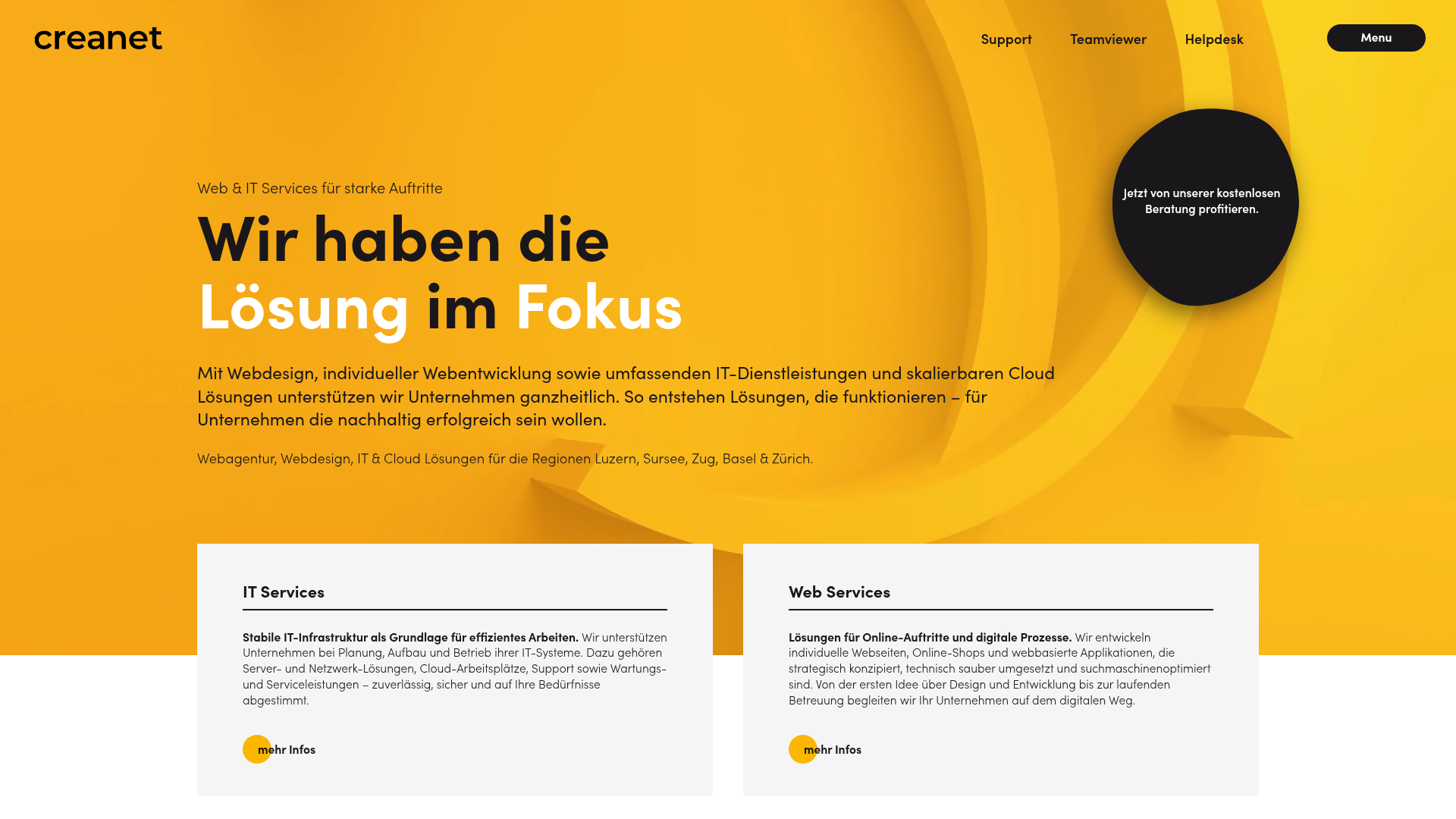Website of Creanet Internet Service AG