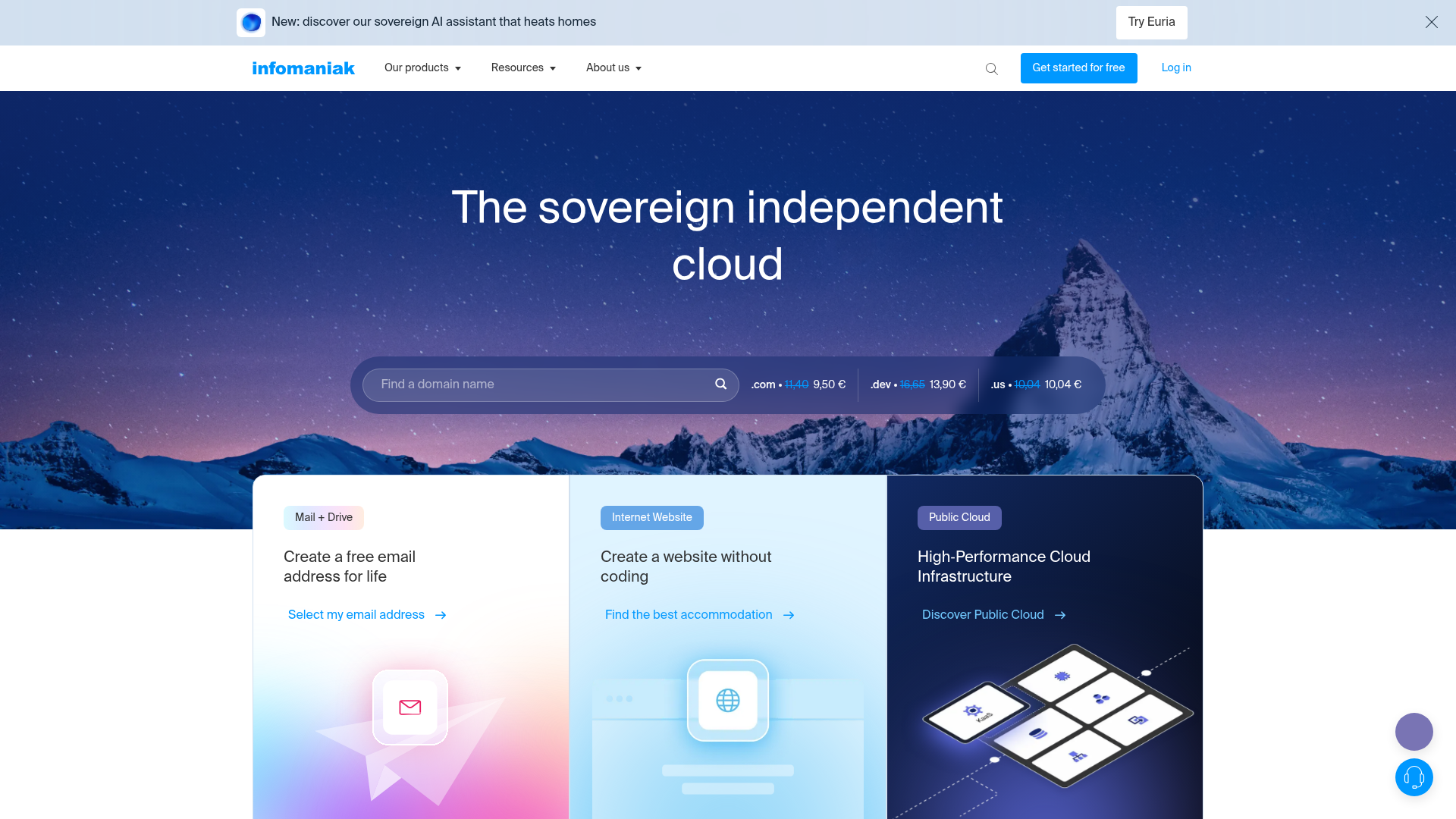 Website von Infomaniak Network SA