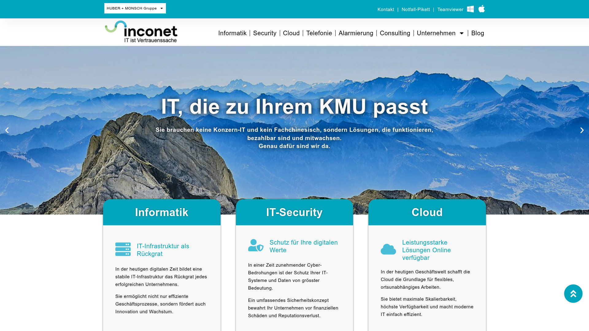 Website von inconet technology ag