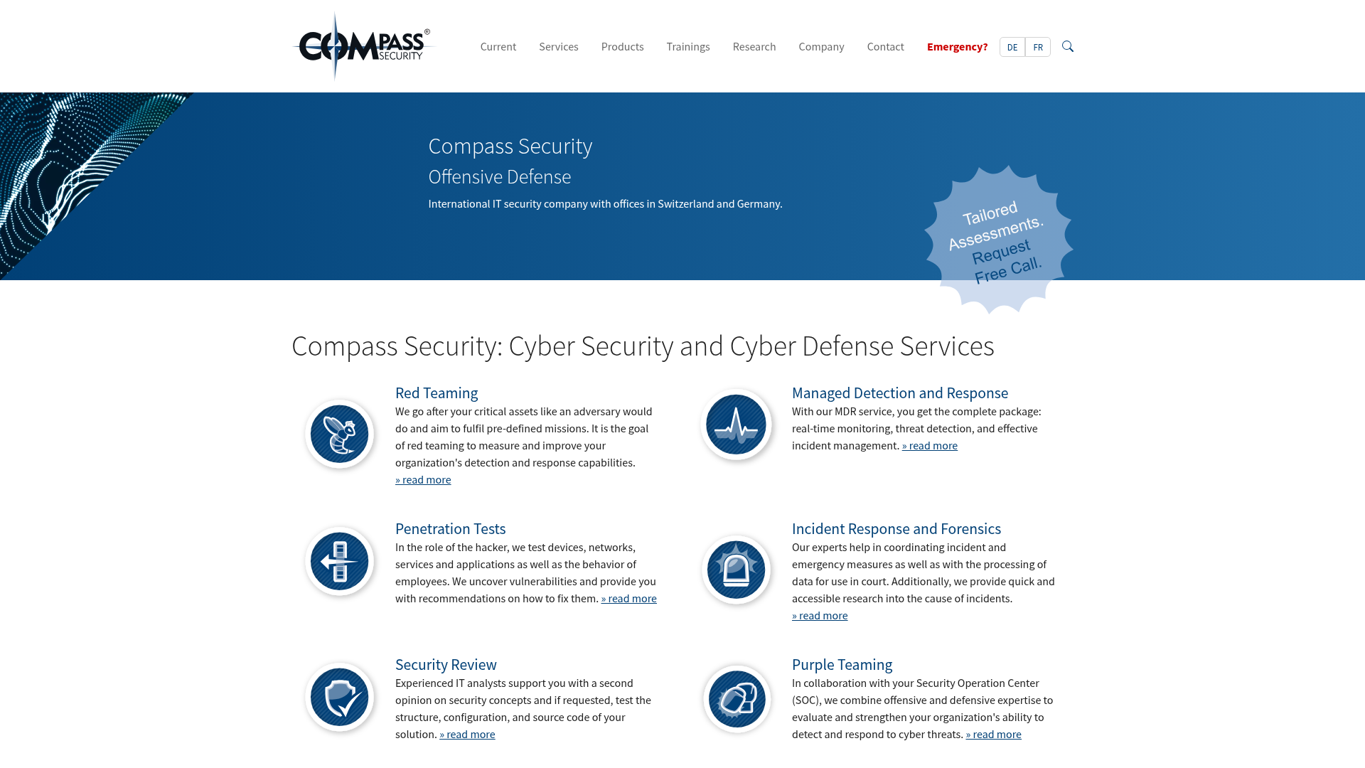 Website von Compass Security Schweiz AG