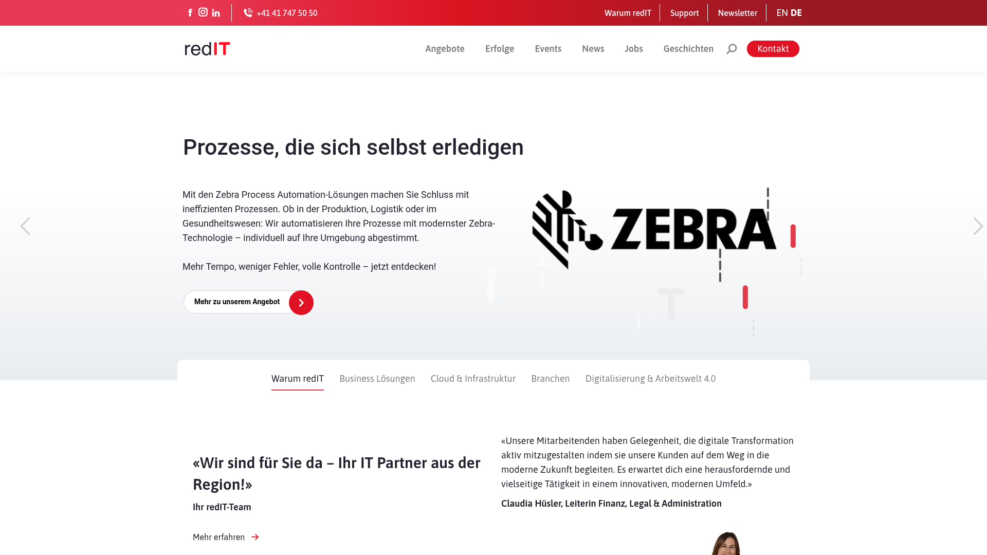 Website von redIT Services AG