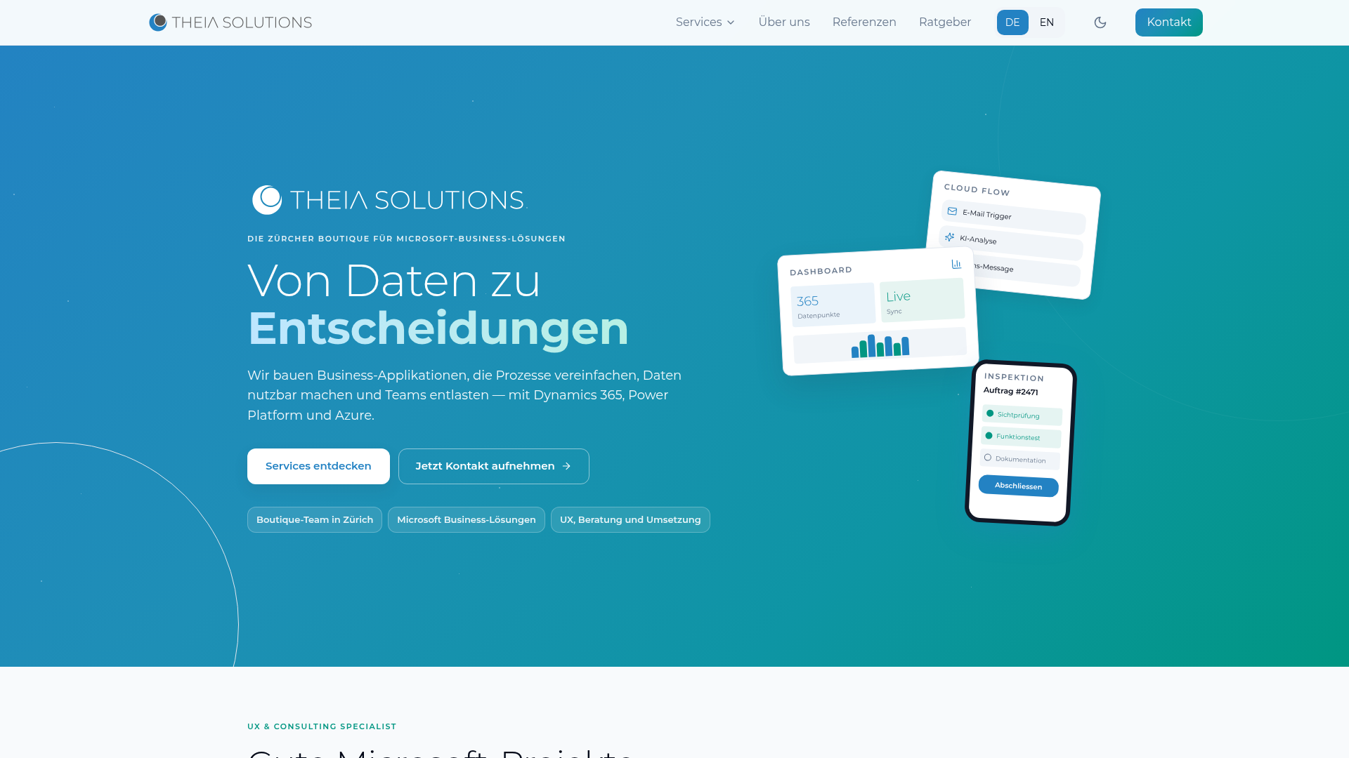 Website von Theia Solutions AG