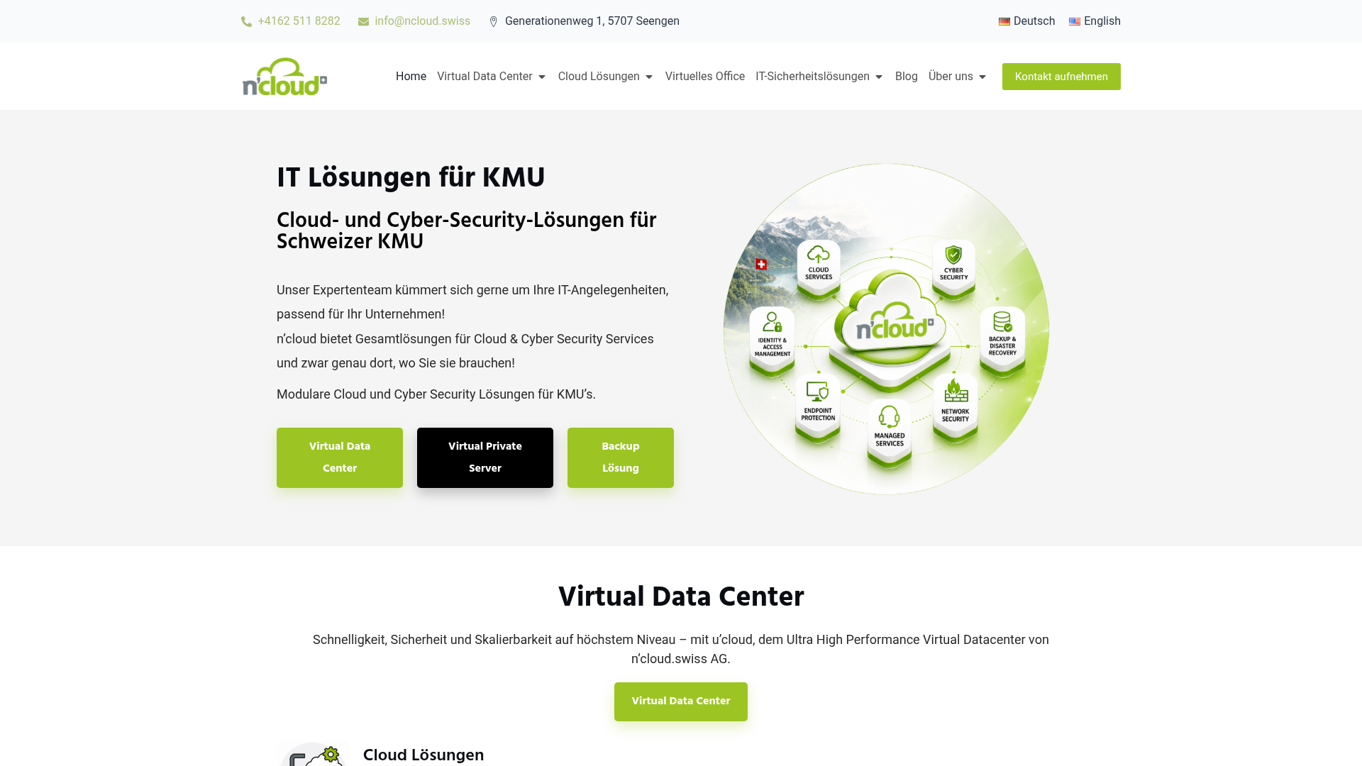 Website von n'cloud.swiss AG