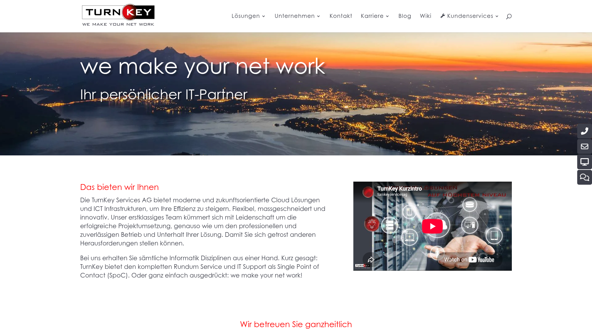 Website von TurnKey Services AG