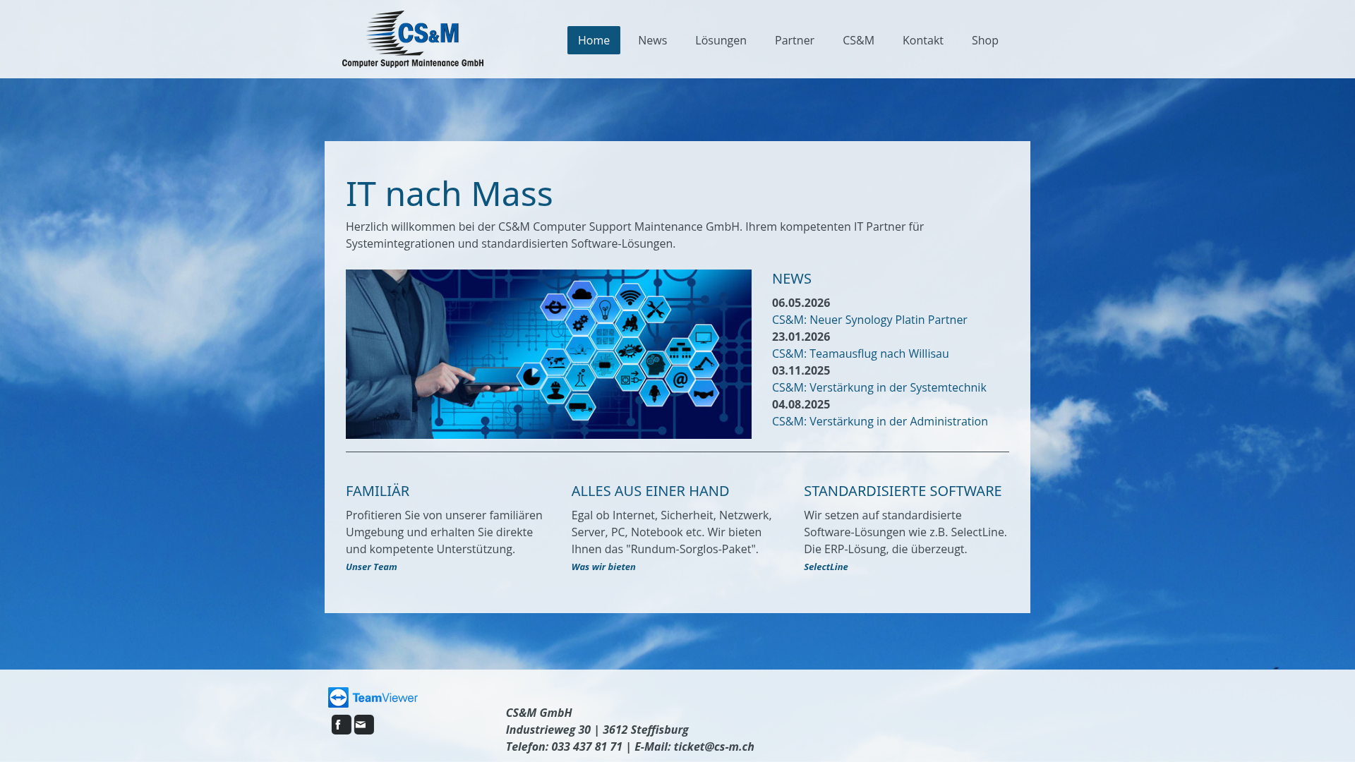 Website von CS&M GmbH