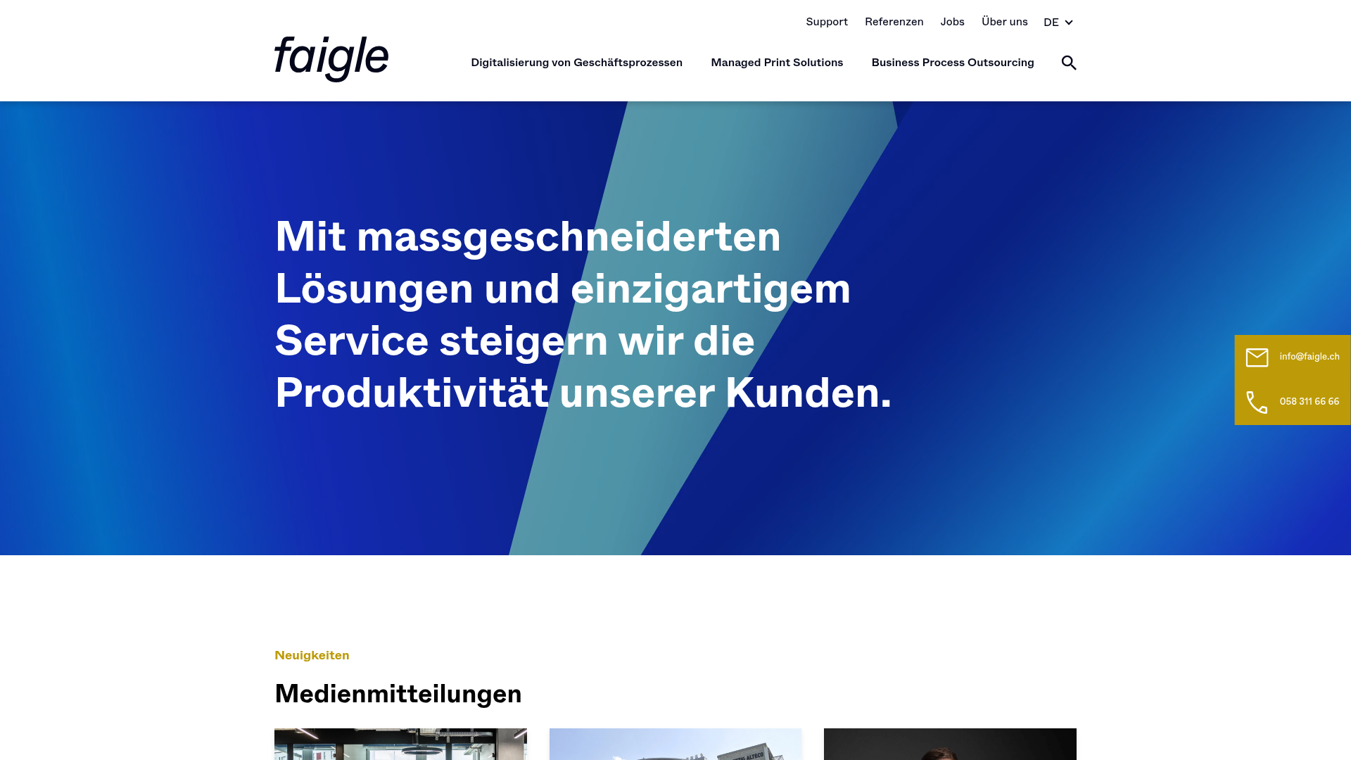 Website von faigle AG